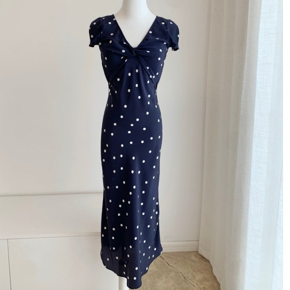 Realisation Par The Marion Navy Polka Dot Midi Dress - Picture 8 of 9